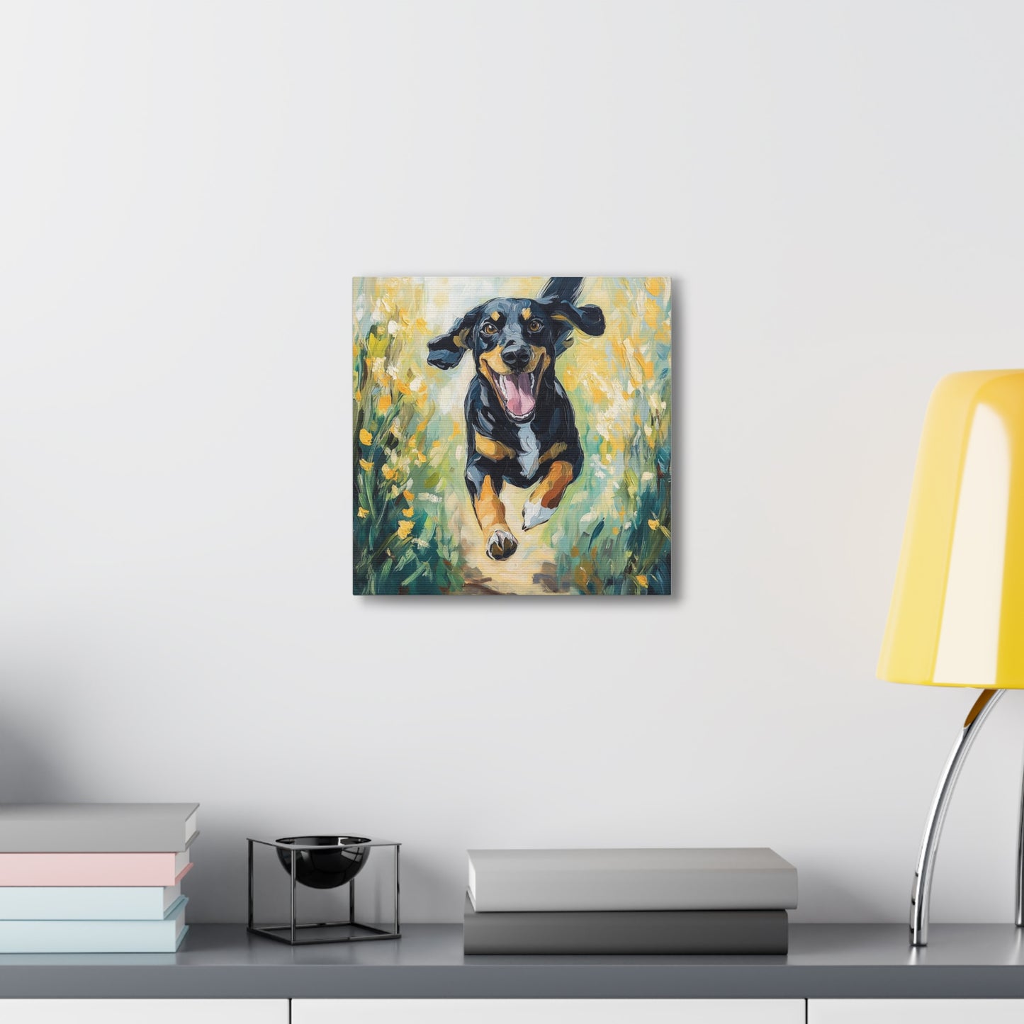 Canvas Gallery Wraps - Joyful Journey: A Dog's Delightful Run Through Nature