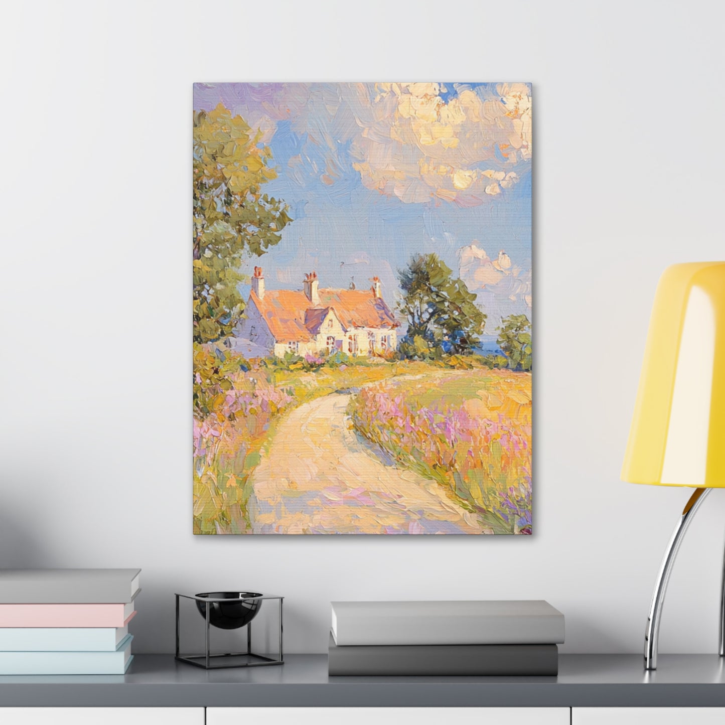 Canvas Gallery Wraps - Tranquil Sunlit Countryside: An Oil Painting Experience