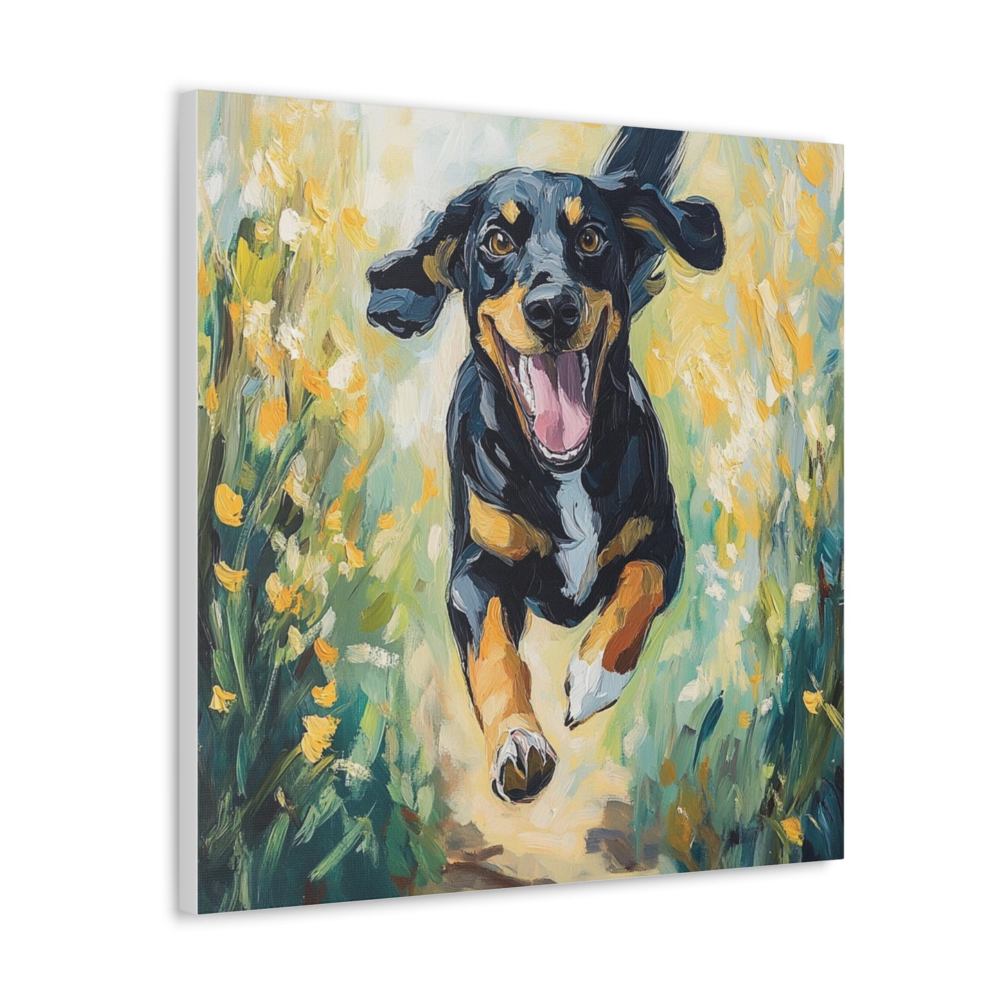 Canvas Gallery Wraps - Joyful Journey: A Dog's Delightful Run Through Nature