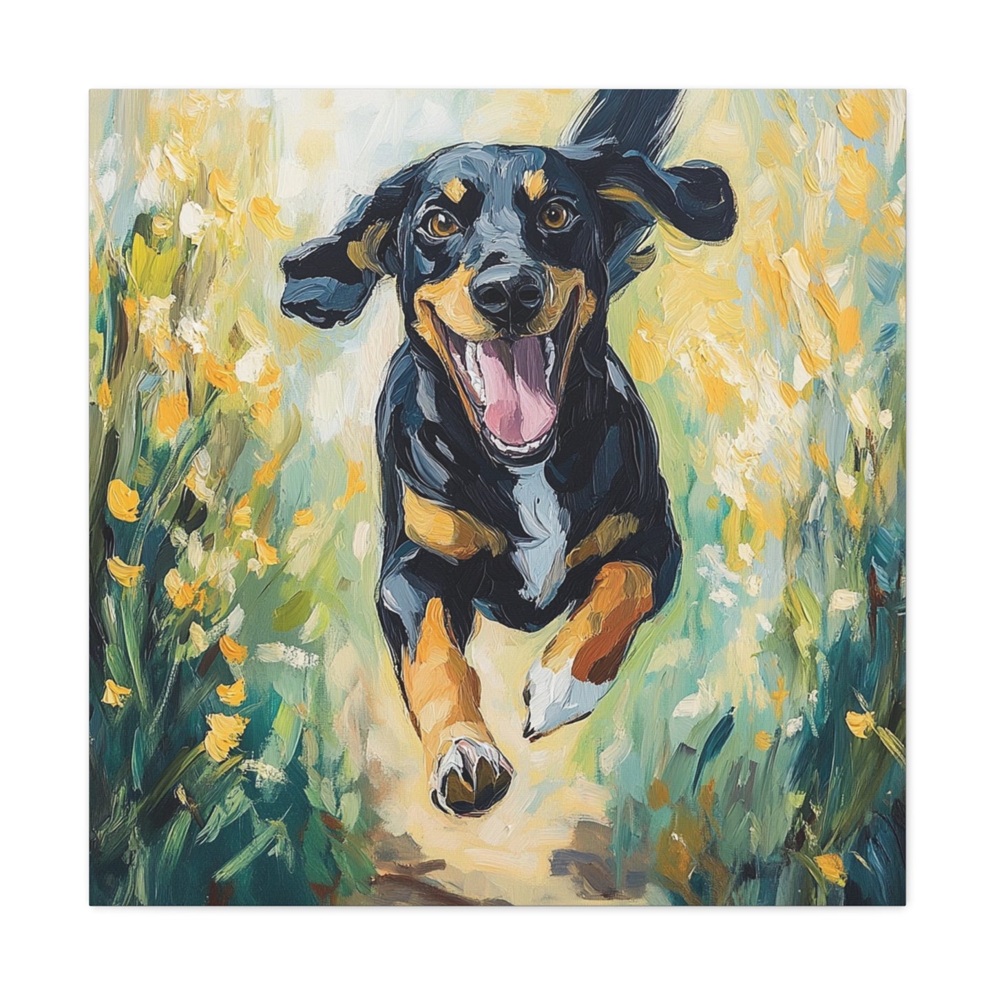 Canvas Gallery Wraps - Joyful Journey: A Dog's Delightful Run Through Nature