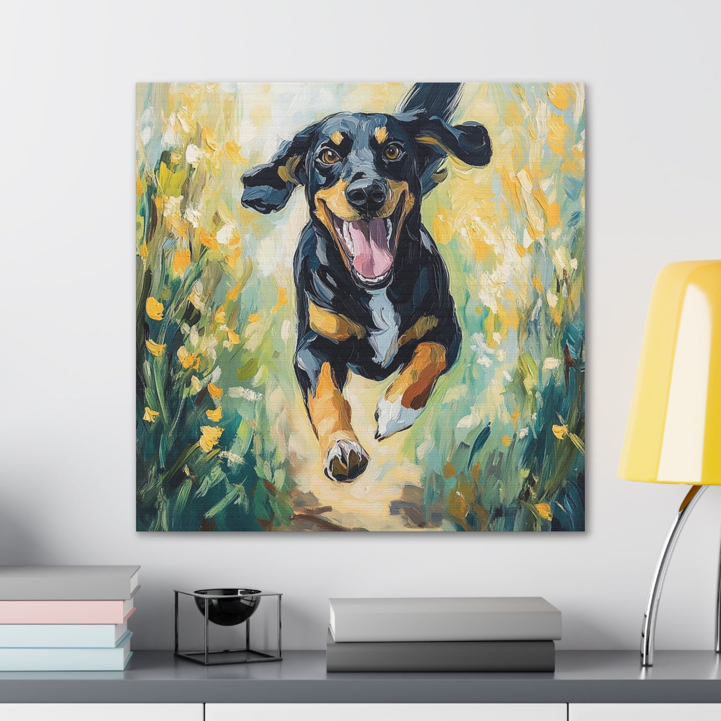 Canvas Gallery Wraps - Joyful Journey: A Dog's Delightful Run Through Nature