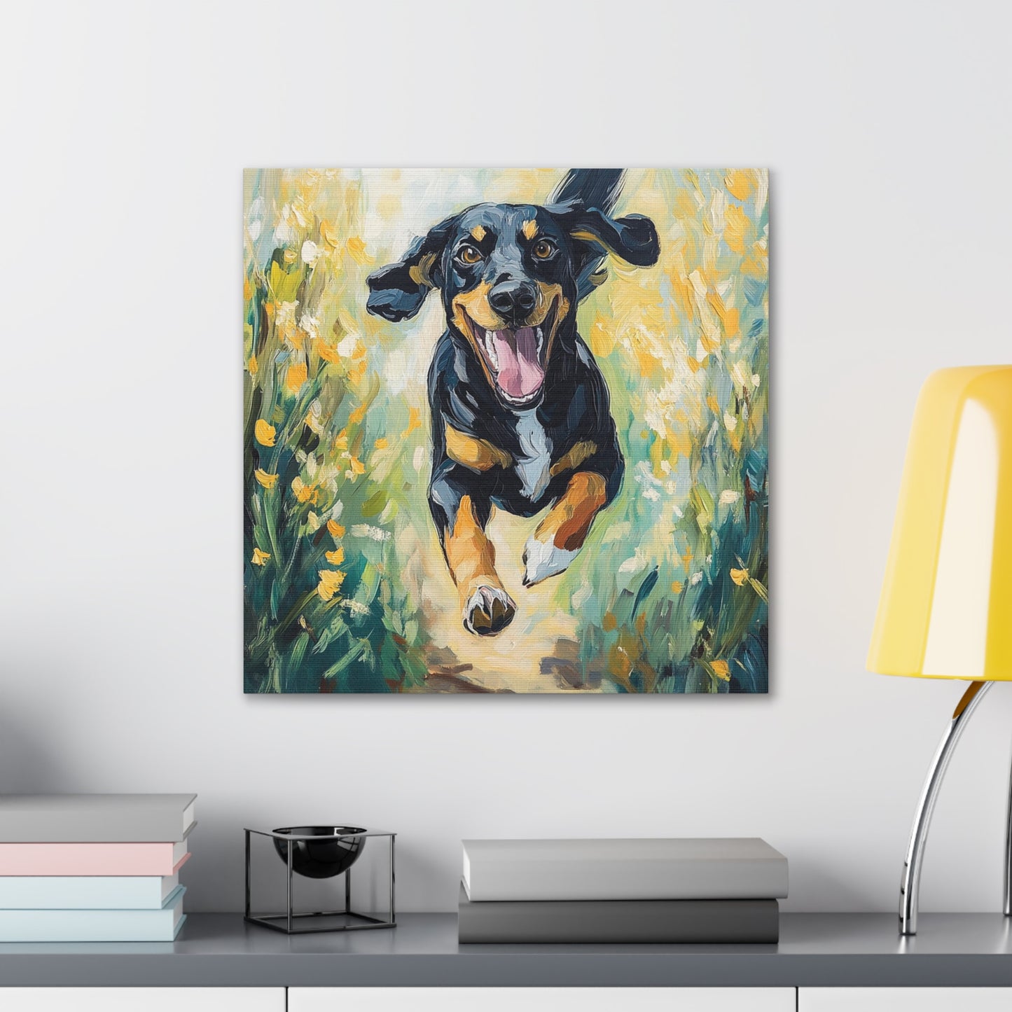 Canvas Gallery Wraps - Joyful Journey: A Dog's Delightful Run Through Nature