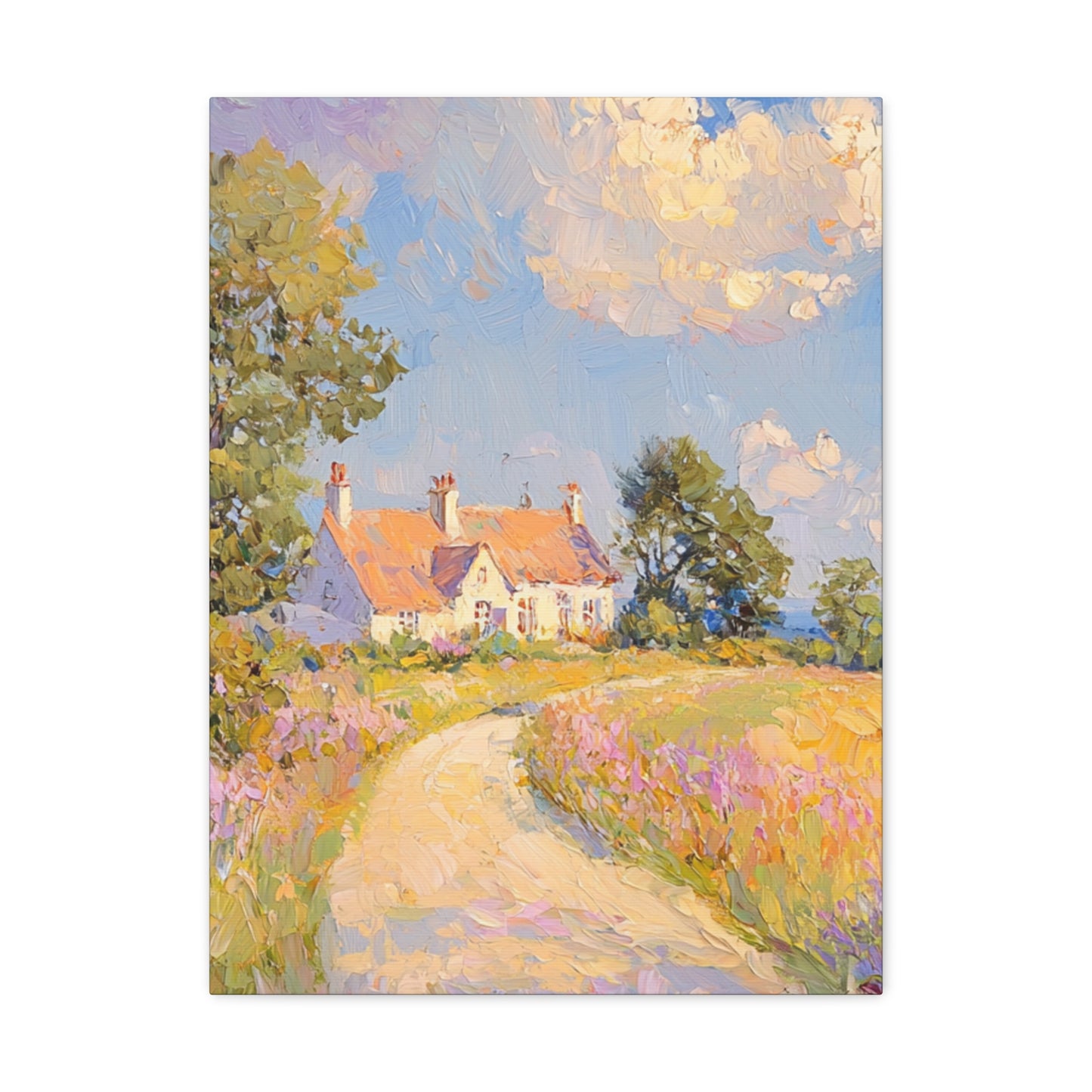 Canvas Gallery Wraps - Tranquil Sunlit Countryside: An Oil Painting Experience