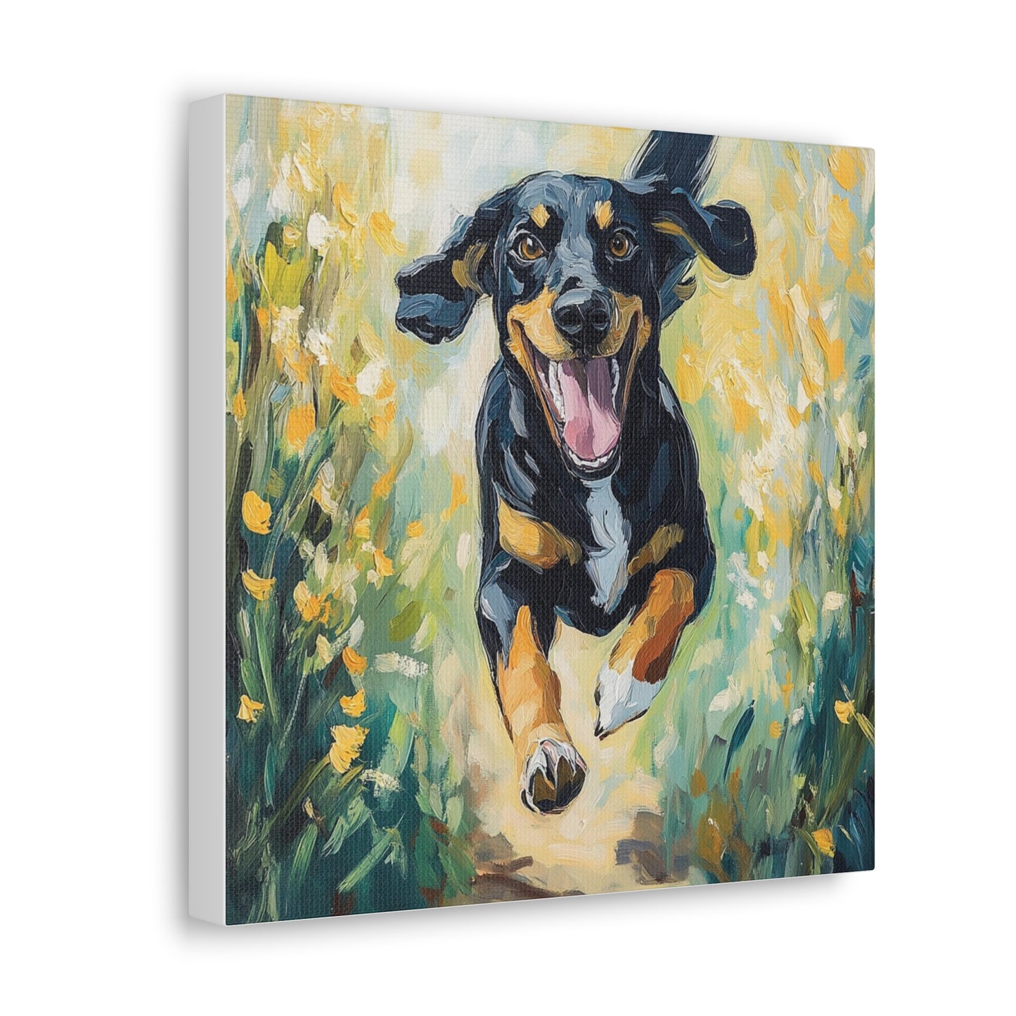 Canvas Gallery Wraps - Joyful Journey: A Dog's Delightful Run Through Nature