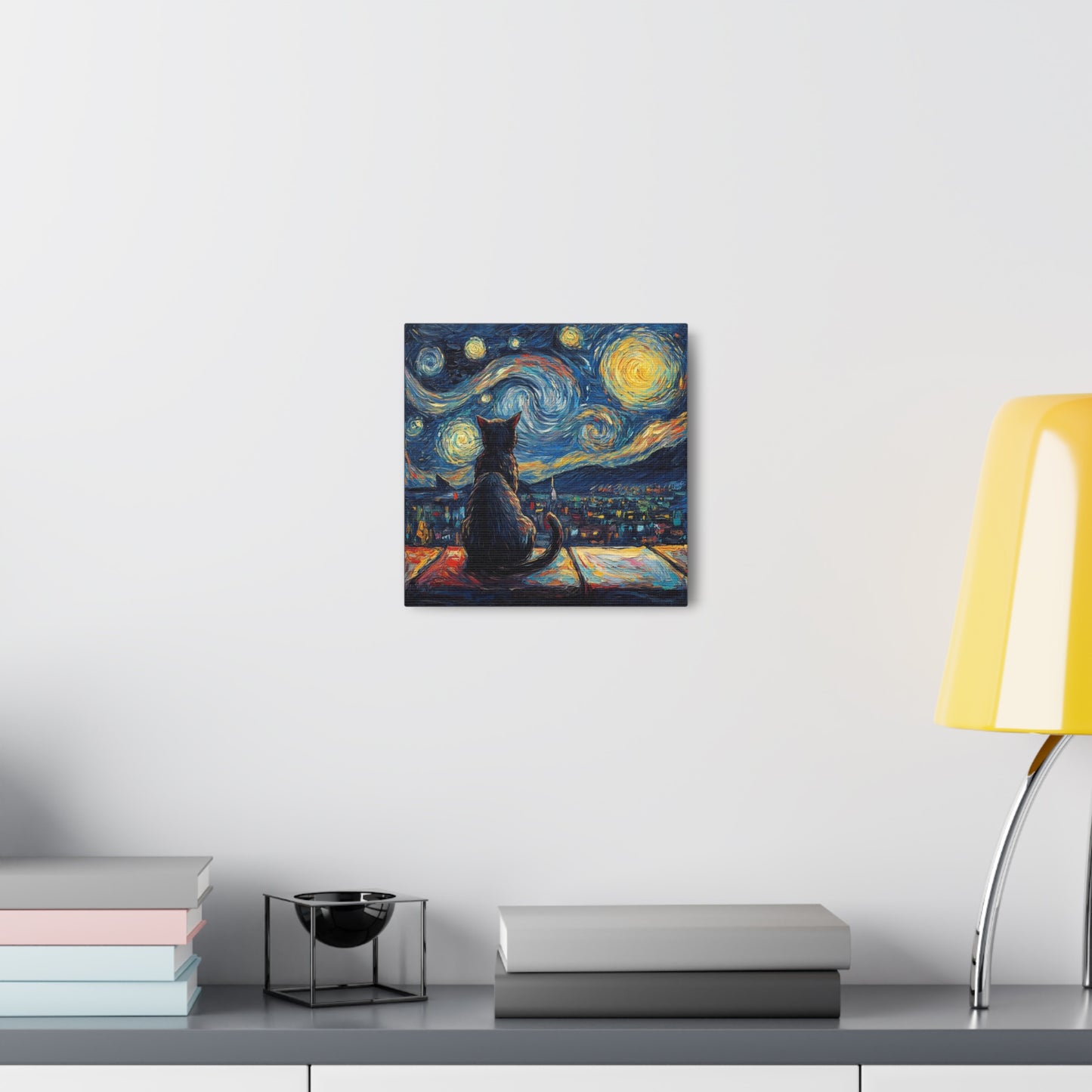 Canvas Gallery Wraps- Starry Night with a Cat"