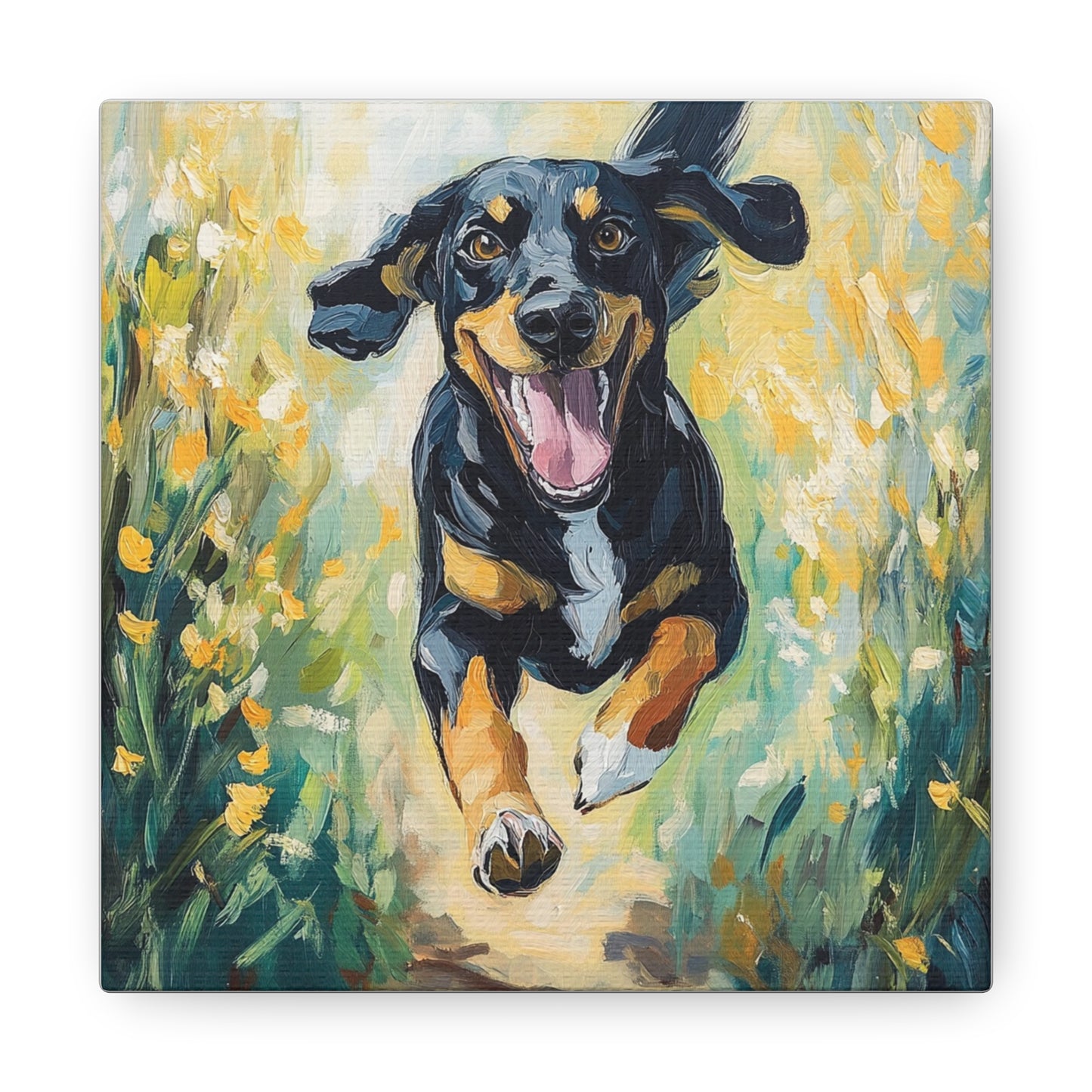 Canvas Gallery Wraps - Joyful Journey: A Dog's Delightful Run Through Nature