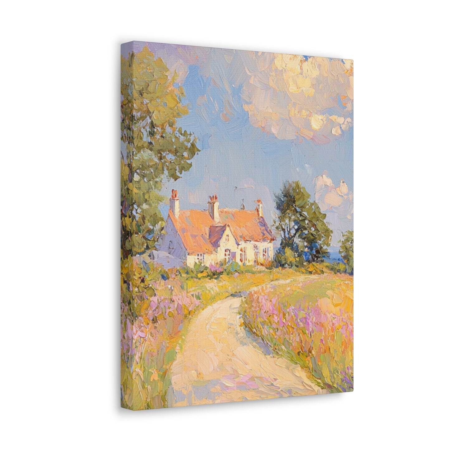 Canvas Gallery Wraps - Tranquil Sunlit Countryside: An Oil Painting Experience